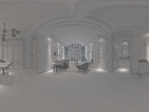 panorama nordic style living room dining room 10 Modèle 3D