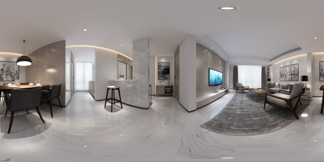 panorama nordic style living room dining room 11 3D Модель .c4d .max .obj .3ds .fbx .stl .blend 