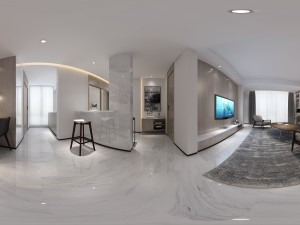 panorama nordic style living room dining room 11 Modèle 3D