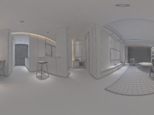panorama nordic style living room dining room 11 3D Модель