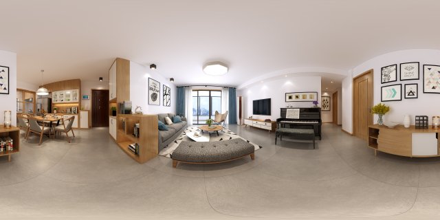 panorama nordic style living room dining room 12 3D 모델 .c4d .max .obj .3ds .fbx .stl .blend 