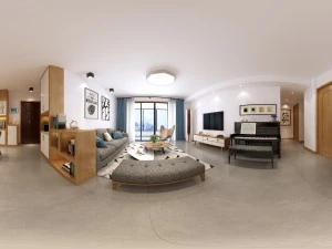 ruang makan ruang tamu bergaya nordic panorama 12 Model 3D