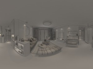 panorama nordic style living room dining room 12 3D 모델
