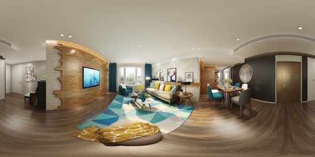 panorama nordic style living room dining room 13 3D Model .c4d .max .obj .3ds .fbx .stl .blend 
