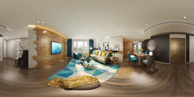 panorama nordic style living room dining room 13 3D Model .c4d .max .obj .3ds .fbx .stl .blend 