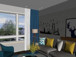 panorama nordic style living room dining room 13 3D Model