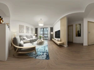 ruang restoran ruang tamu bergaya skandinavia panorama 14 Model 3D