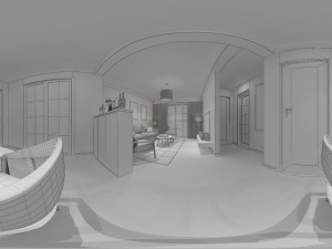 panorama scandinavian style living room restaurant space 14 3D Model