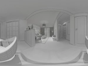 panorama scandinavian style living room restaurant space 14 3D Model