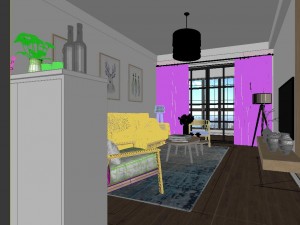 panorama scandinavian style living room restaurant space 14 3D Model