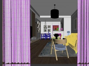 panorama scandinavian style living room restaurant space 14 3D Model