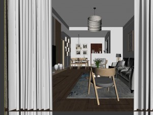 panorama scandinavian style living room restaurant space 14 3D Model