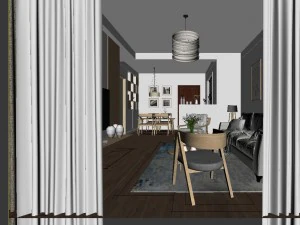 panorama scandinavian style living room restaurant space 14 3D Model