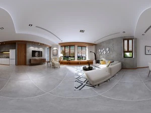 ruang restoran ruang tamu bergaya skandinavia panorama 15 Model 3D