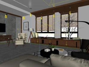 panorama scandinavian style living room restaurant space 15 3D Model