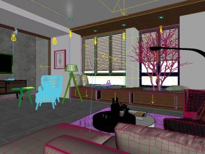 panorama scandinavian style living room restaurant space 15 3D Модель