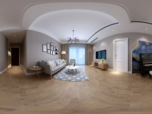 ruang makan ruang tamu bergaya nordic panorama 16 Model 3D