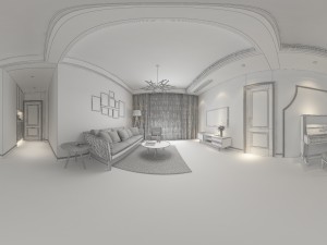 panorama nordic style living room dining room 16 3Dモデル