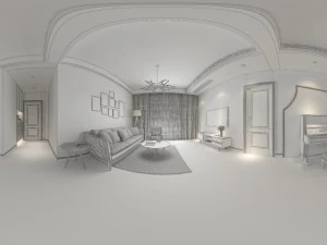 panorama nordic style living room dining room 16 3D Model