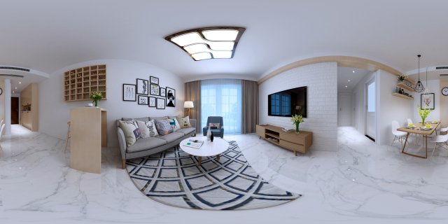 panorama nordic style living room dining room 17 3D Модель .c4d .max .obj .3ds .fbx .stl .blend 