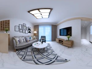 ruang makan ruang tamu bergaya nordic panorama 17 Model 3D