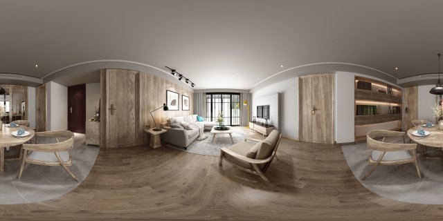 panorama scandinavian style living room restaurant space 18 3D Model .c4d .max .obj .3ds .fbx .stl .blend 