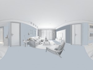panorama scandinavian style living room restaurant space 18 3D Model