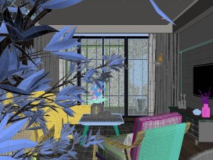 panorama scandinavian style living room restaurant space 18 3D Model
