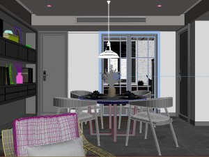 panorama scandinavian style living room restaurant space 18 3D Model