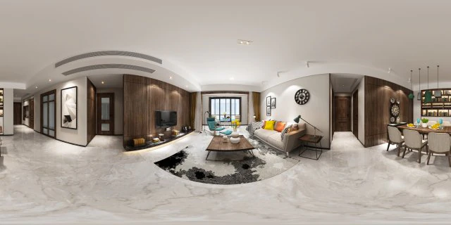 panorama scandinavian style living room restaurant space 19 3D Model .c4d .max .obj .3ds .fbx .stl .blend 