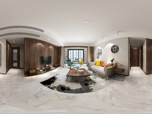 파노라마 스칸디나비아 스타일 거실 레스토랑 공간 19 3D 모델