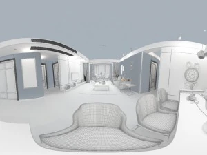 panorama scandinavian style living room restaurant space 19 3D Model