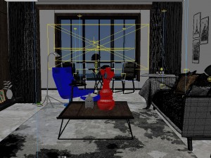 panorama scandinavian style living room restaurant space 19 3D मॉडल