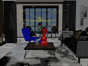 panorama scandinavian style living room restaurant space 19 3D Model