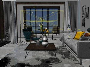 panorama scandinavian style living room restaurant space 19 3D Model