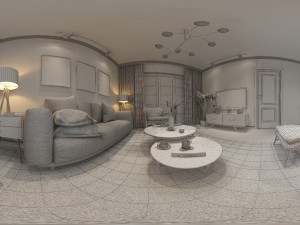 panorama nordic style living room dining room 20 3D Model