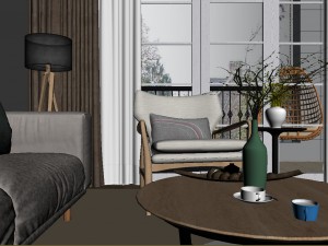 panorama nordic style living room dining room 20 3D Model