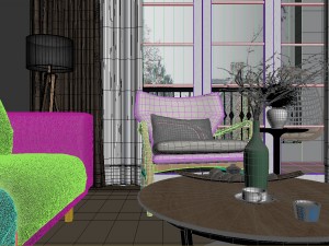 panorama nordic style living room dining room 20 3D Model