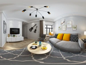 panorama nordic style living room dining room 21 3D Model