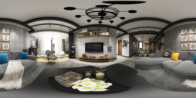panorama scandinavian style living room restaurant space 22 3D मॉडल .c4d .max .obj .3ds .fbx .stl .blend