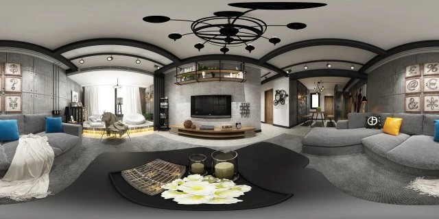 panorama scandinavian style living room restaurant space 22 3D Model .c4d .max .obj .3ds .fbx .stl .blend 