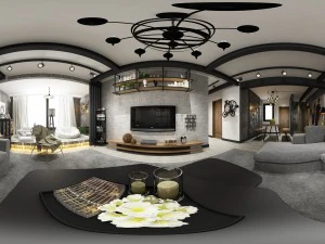 panorama scandinavian style living room restaurant space 22 3D Model