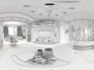 panorama scandinavian style living room restaurant space 22 3D मॉडल