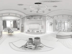 panorama scandinavian style living room restaurant space 22 3D Model