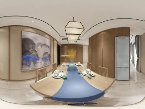 パノラマ 360 のアンティーク中国スタイルのキッチン、キッチン スペース 01 3Dモデル