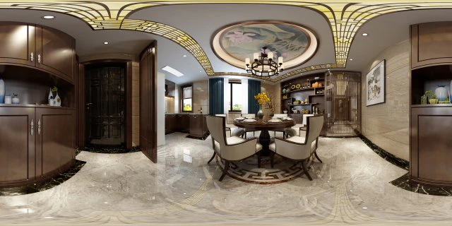 panorama antique chinese style restaurant kitchen space 02 3D Model .c4d .max .obj .3ds .fbx .stl .blend 
