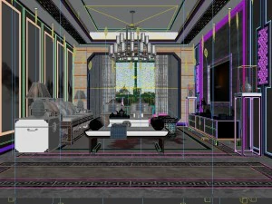 panorama antique chinese style restaurant kitchen space 02 3D Model