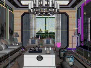 panorama antique chinese style restaurant kitchen space 02 Modèle 3D