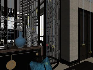 panorama antique chinese style restaurant kitchen space 03 3D Model