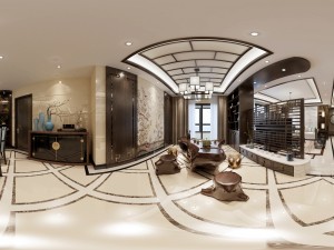 panorama antique chinese style restaurant kitchen space 04 3D Model